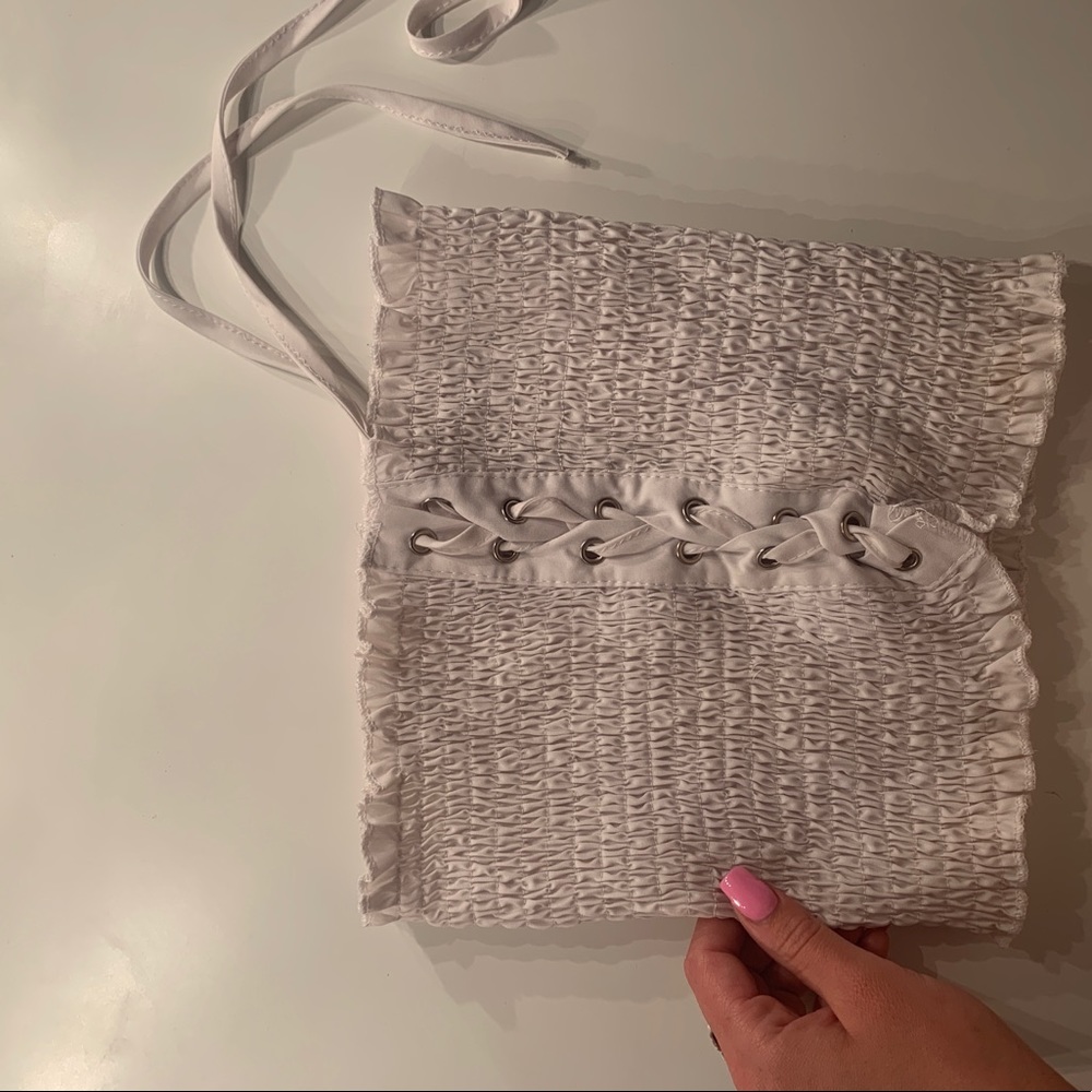 White corset strapless top
